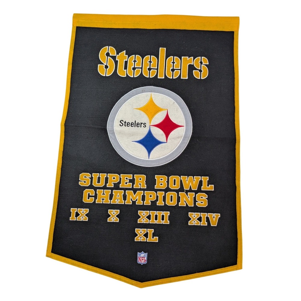 Winning Streak Pittsburgh Steelers Super Bowl Champions Banner Wool Felt 24x36